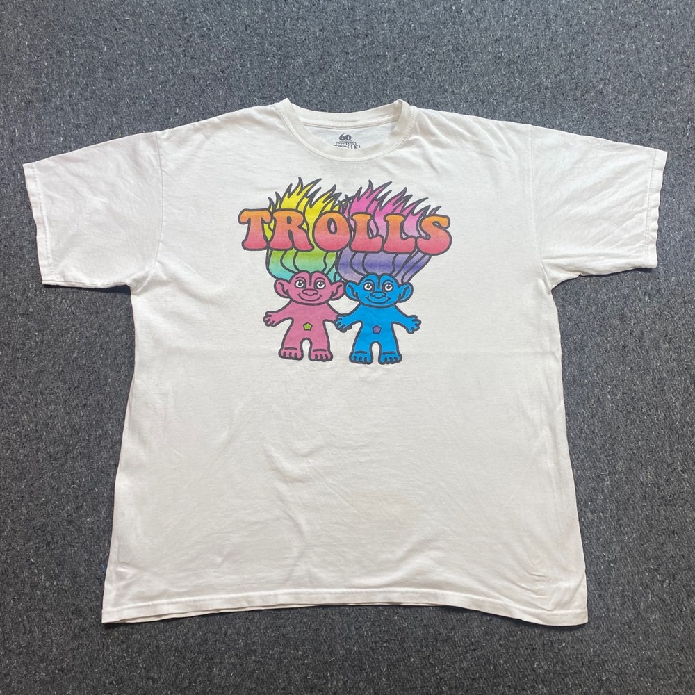 DreamWorks Good Luck Trolls Shirt Sz XL Men White Retro 60th Anniversary Graphic